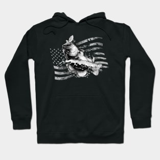 Bass Fishing Vintage Look US Flag Gift For Fishermen Hoodie